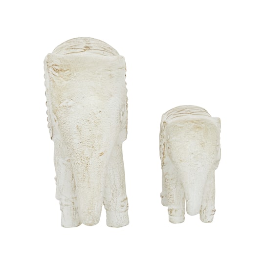 White Bohemian Elephant Sculpture Set